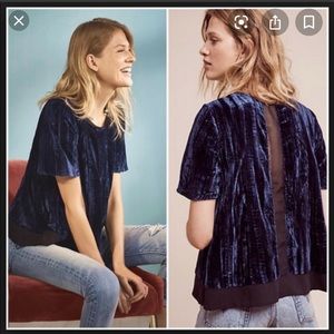 Anthropologie Maeve Velvet Swing Top Sz:M